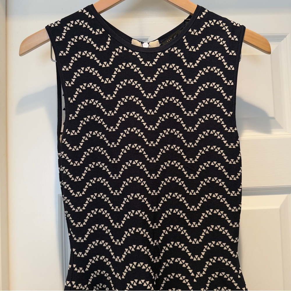 Ted Baker London Bryena Jacquard Fit-and-Flare Navy Mini Dress Size 2 - Picture 4 of 14